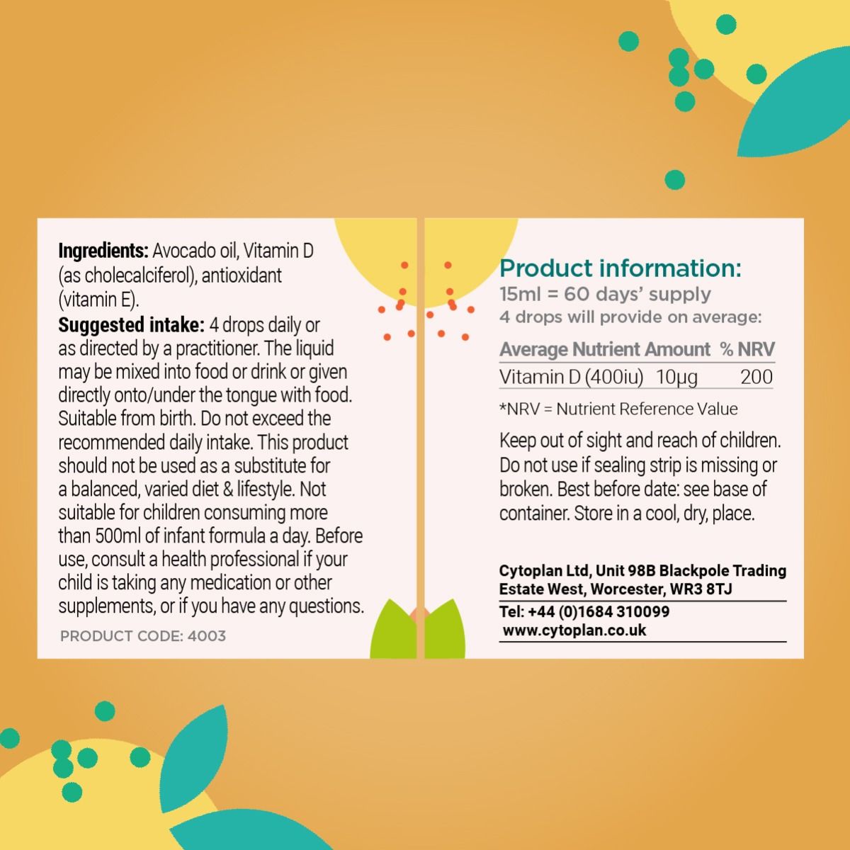 Cytoplan Children's Vitamin D Drops