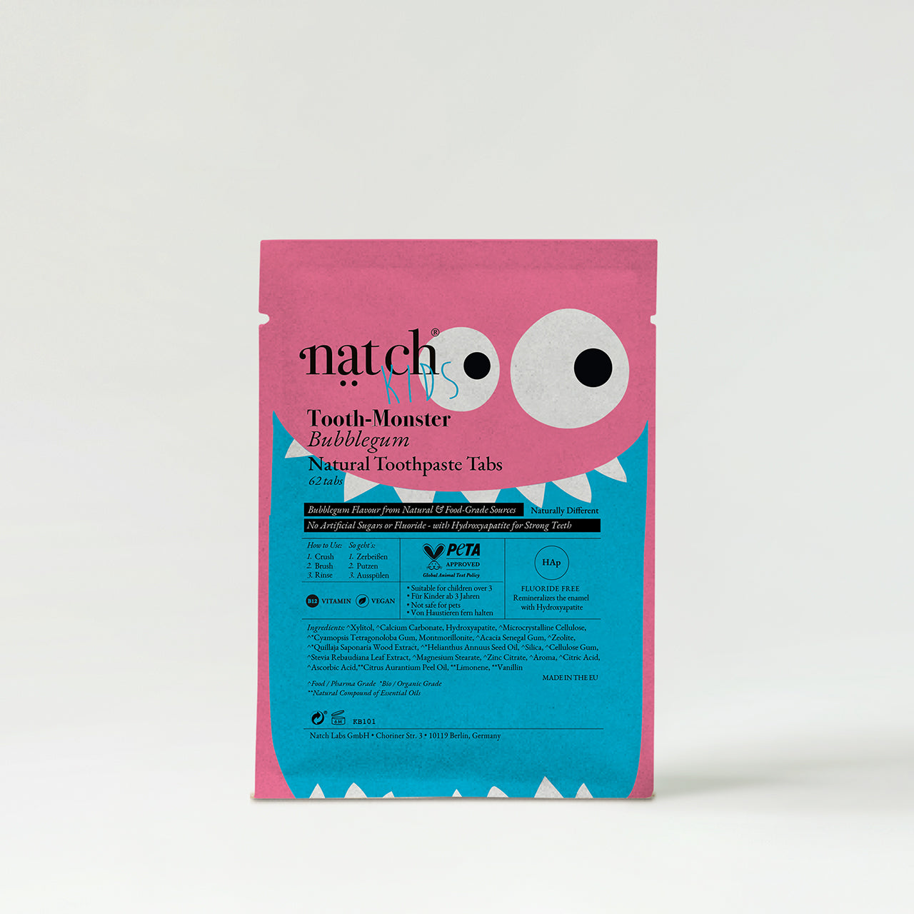 Natch Tooth Monster Bubblegum Toothpaste Tabs For Kids