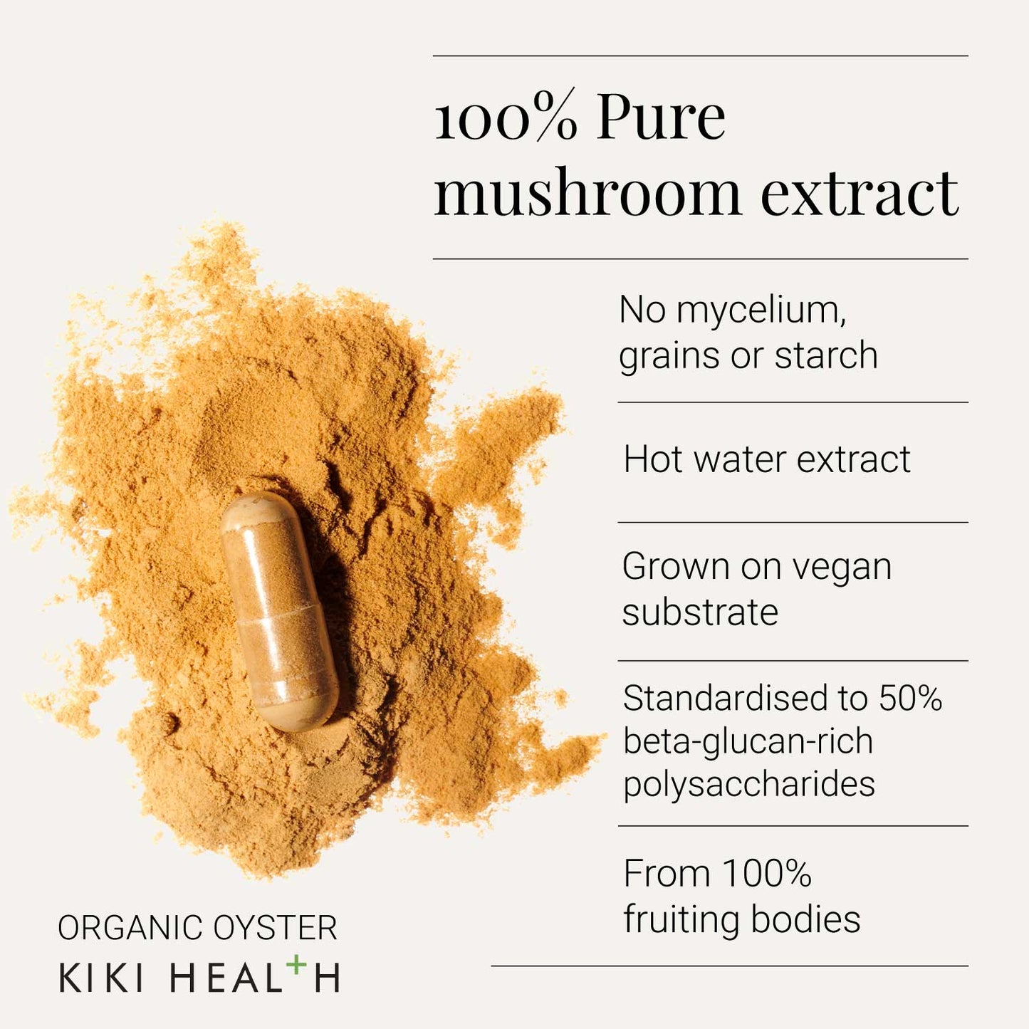KiKi Health KIKI Health Mushroom Extract Oyster Vegicaps, Organic