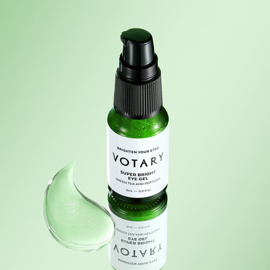 A green skincare bottle with a pump dispenser next to a swipe of product.