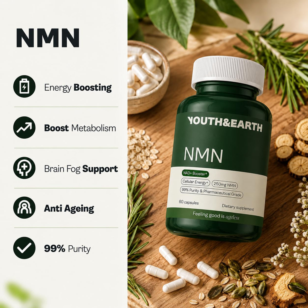 Youth & Earth NMN Capsules - NAD+ Booster