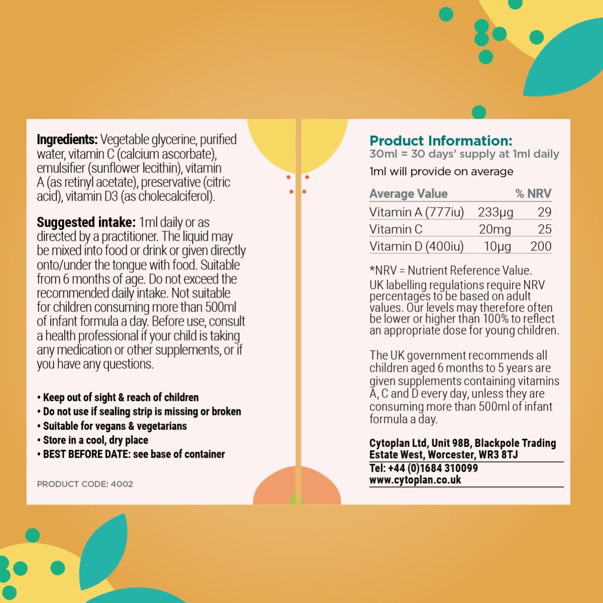 Cytoplan Children's A,C & D Drops