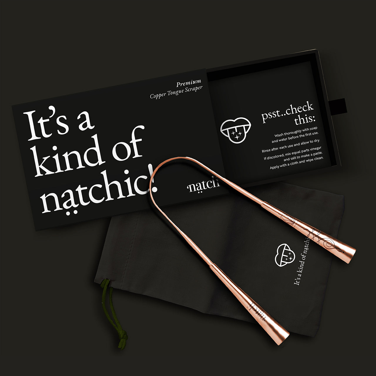 Natch Premium Copper Tongue Scraper