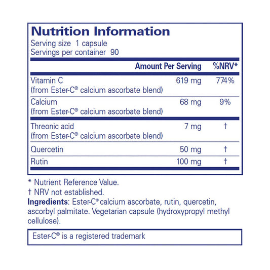Nutrition information label for a supplement with detailed ingredient list.