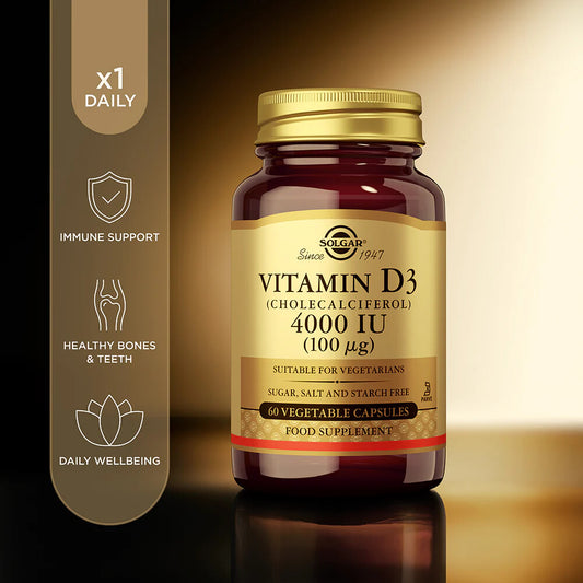 Solgar Vitamin D3 (Cholecalciferol) 4000 IU (100 mcg) Vegetable Capsules