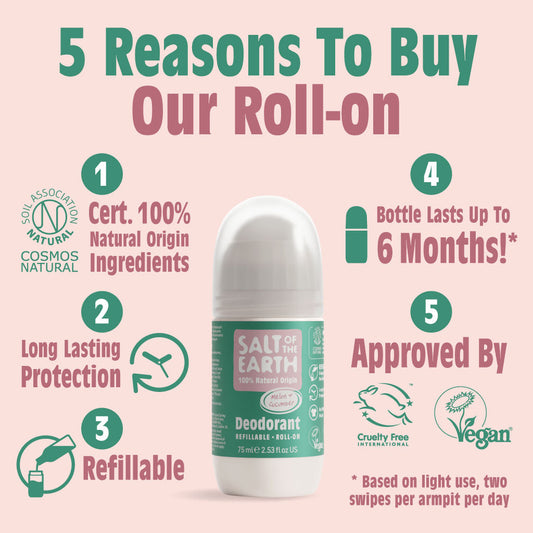 Salt of the Earth Salt of the Earth Melon & Cucumber Natural Refillable Roll-On Deodorant