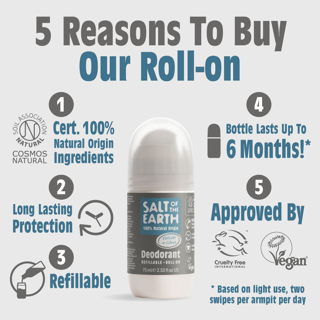Salt of the Earth Salt of the Earth Vetiver & Citrus Natural Refillable Roll-On Deodorant